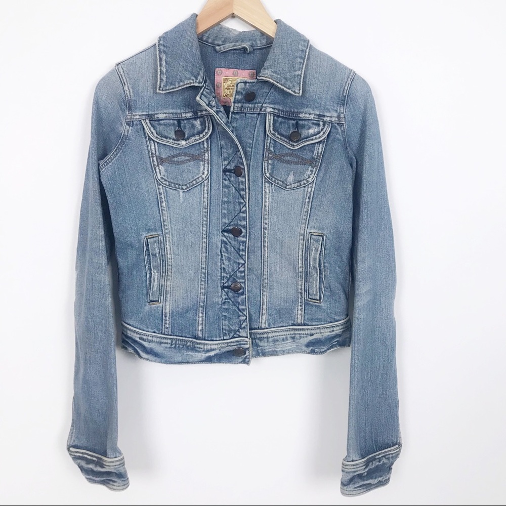 Abercrombie Distressed Jean Jacket w/ Patch